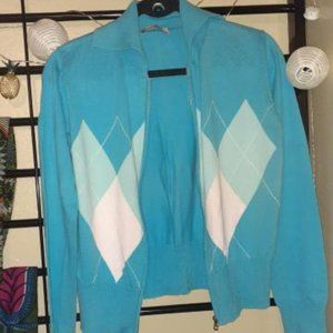 size medium zippered argyle sweater.